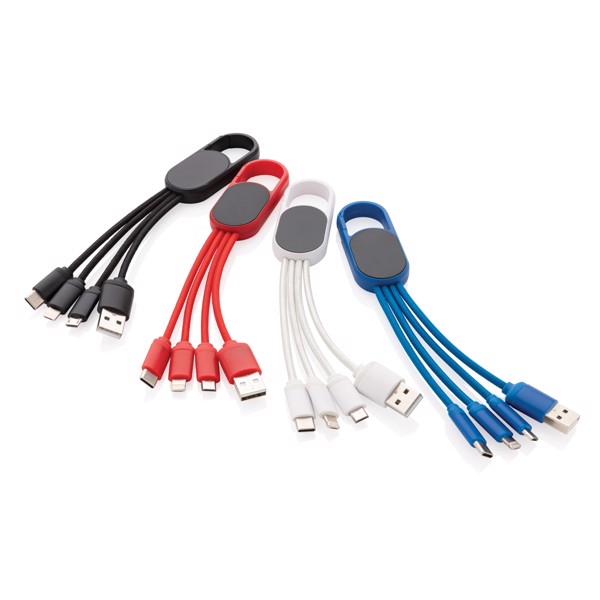 Xd Collection 4-v-1 polnilni kabel, 2,1 A, 10 cm - Bela