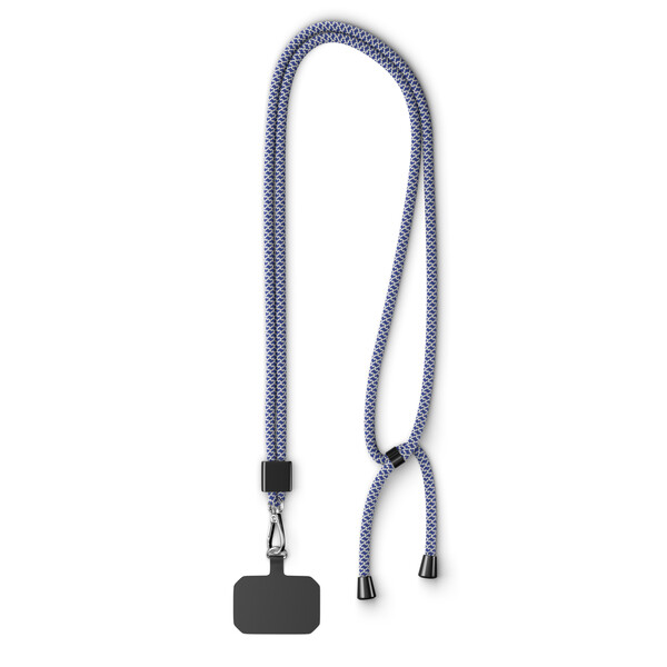 Crossbody, trendy 2-tone cord phone holder made of polyester - White / Dark Azure Blue / Black accessories