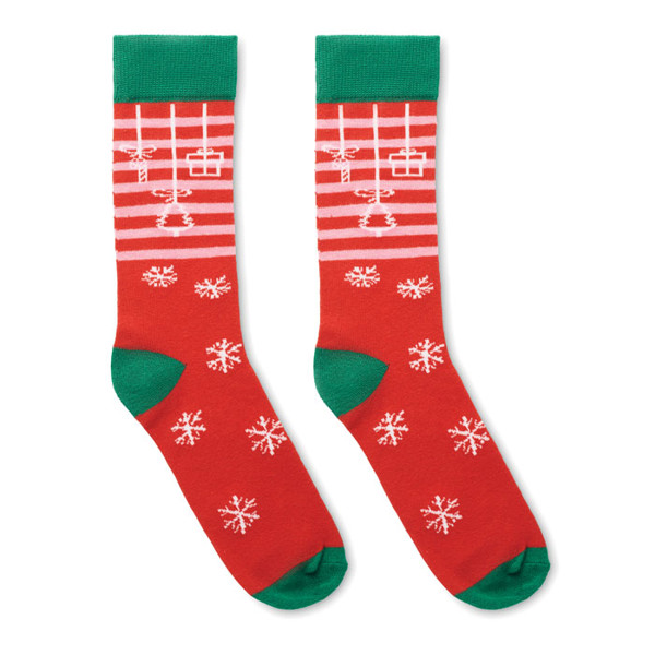 Pair of Christmas socks L Joyful L - Red