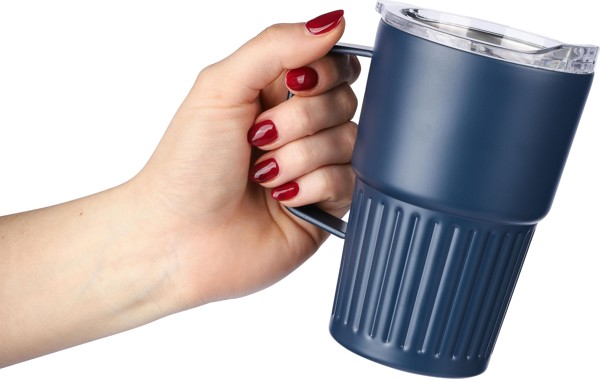 Recycled stainless steel double-walled travel mug (450 ml) Calo - White