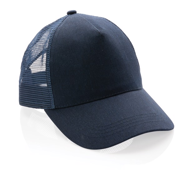 Casquette filet 5 panneaux coton recyclé Impact AWARE™ - Bleu Marine