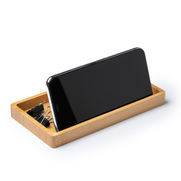 Organizador de escritorio personalizado con cargador inalámbrico 10W y soporte para smartphone