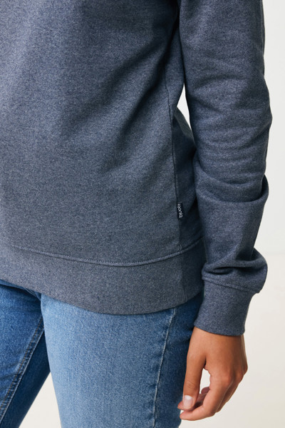Pull à col rond en coton recyclé non teinté Iqoniq Denali - Heather Navy / XXL