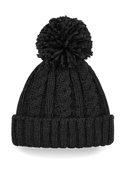 Cable Knit Melange Beanie - Black / ONE SIZE