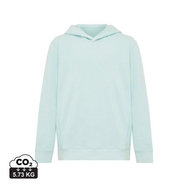 Iqoniq Yengo otroški pulover s kapuco 280 g/m², organski bombaž - Moody Mint / 9-10 let