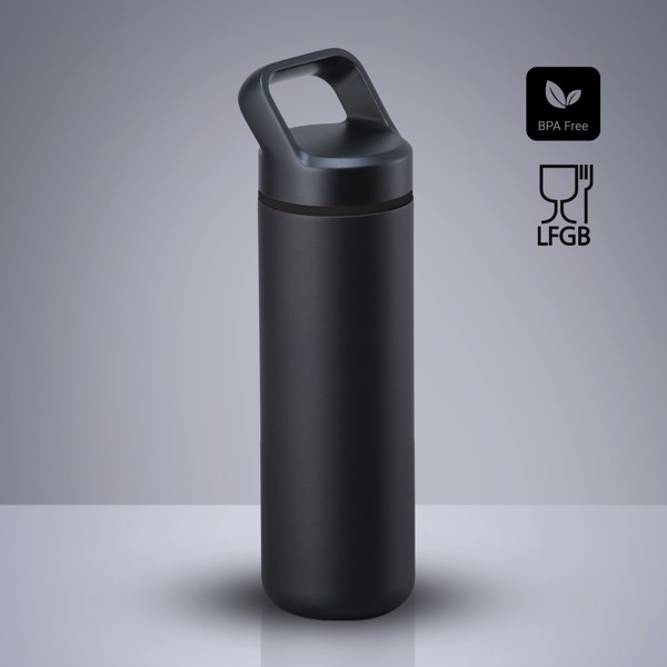 Expedition Oceľová Fľaša Na Vodu S Medenou Vrstvou, 650 ml - Čierna