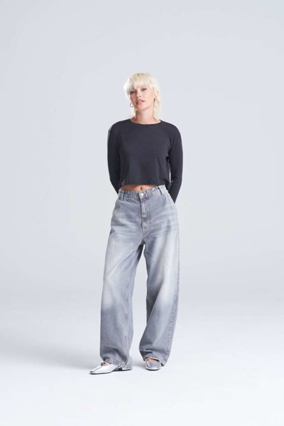 Women's L/S Cropped T - Solid White / XS