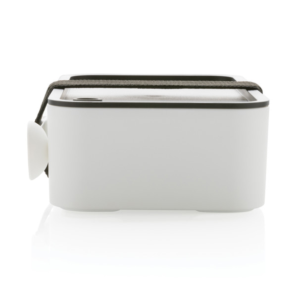 GRS recycled PP lunch box with spork - White