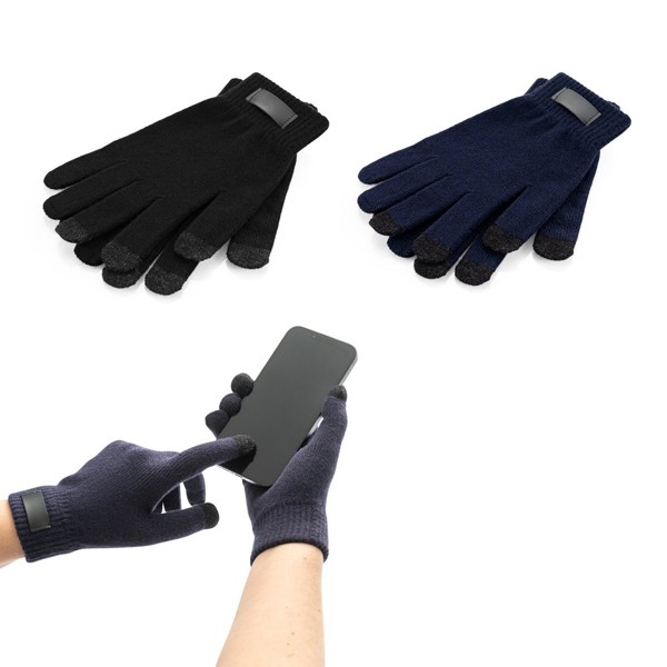 BURROW. Gloves made from recycled polyester (100% rPET), with touch tips - Black