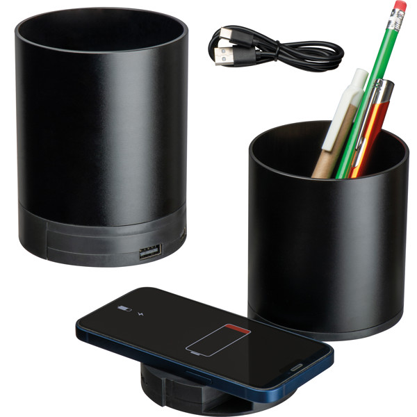 Recycled aluminium pen holder BORIS - Black