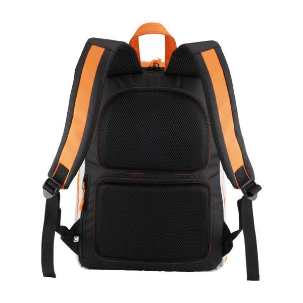 Canvas Laptop Backpack With High Visibility Eco-Leather Inserts/Bands - Grey / Orange