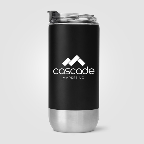 Glacier - 475 ml Double-Wall Recycled Stainless Steel Tumbler - Black / 4 Colour inkjet