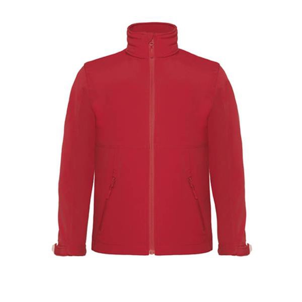 Parka B&C Hooded Softshell Kids 340G - 94% Poliéster Impermeável/ 6% Elastano - Vermelho / 9_10