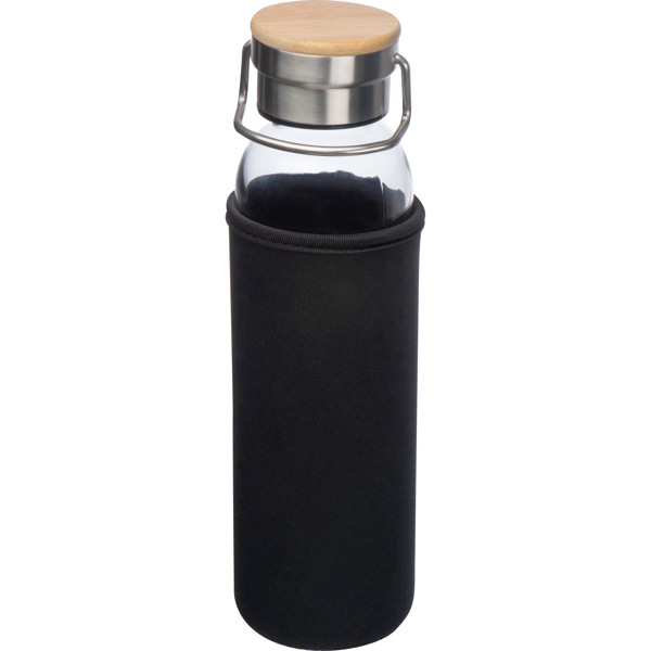 Glass bottle with neoprene sleeve, 600ml RAMONA - Black
