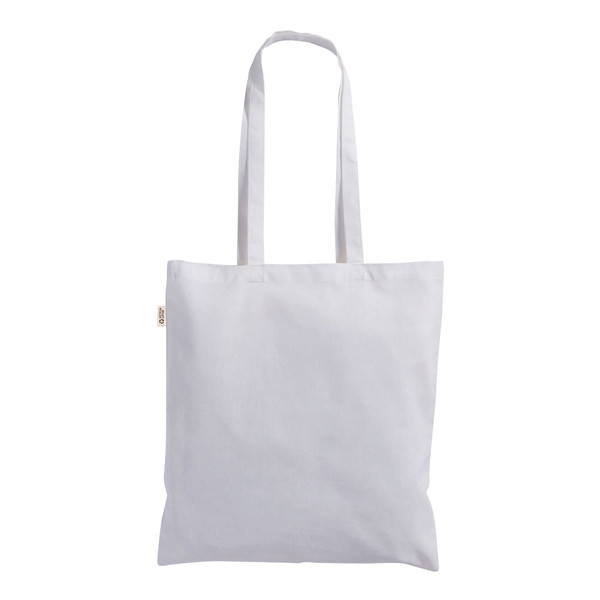Shopper Aus Recycelter Baumwolle/Polyester 180 G/M2, Lange Griffe - Weiß