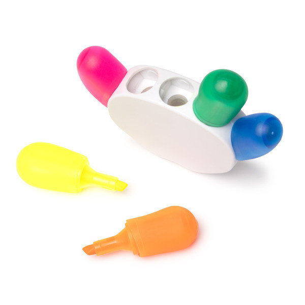 Fluorescent marker set customised in PP with hand-shaped holder