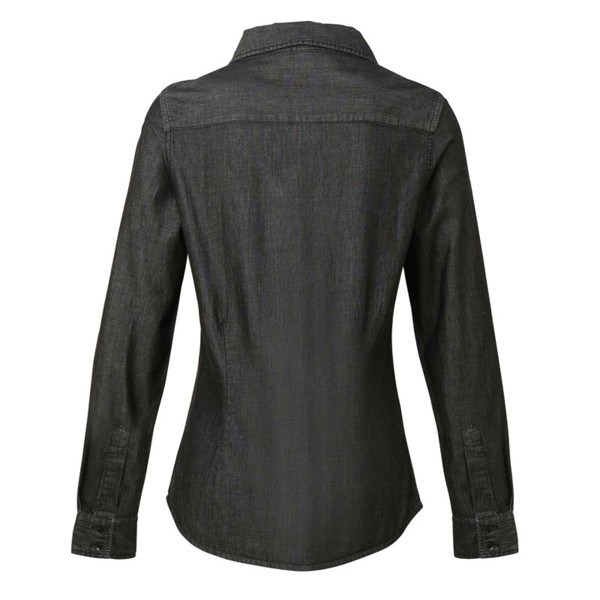 Women's Jeans Stitch Denim Shirt - Black Denim / 2XL