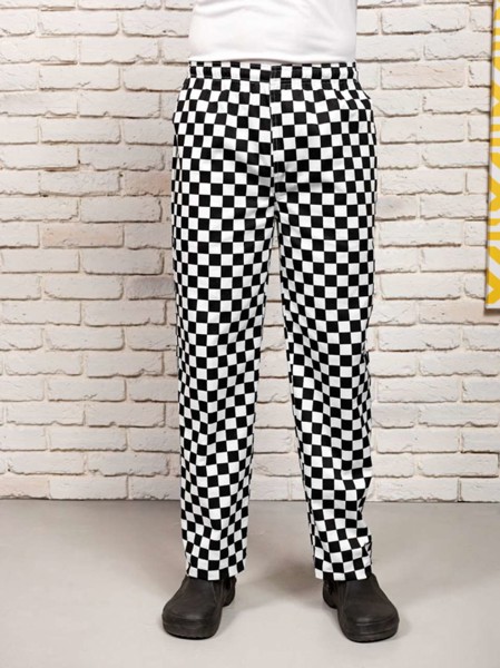 'Essential' Chef's Trousers - Black / White Check / L