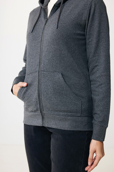 Mikina na zips s kapucňou Iqoniq Abisko z recykl. bavlny - Heather Anthracite / XS