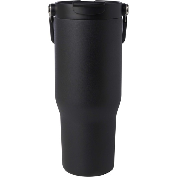 Bronx 900 ml RCS recycled stainless steel copper vacuum insulated tumbler with dual function lid - Black