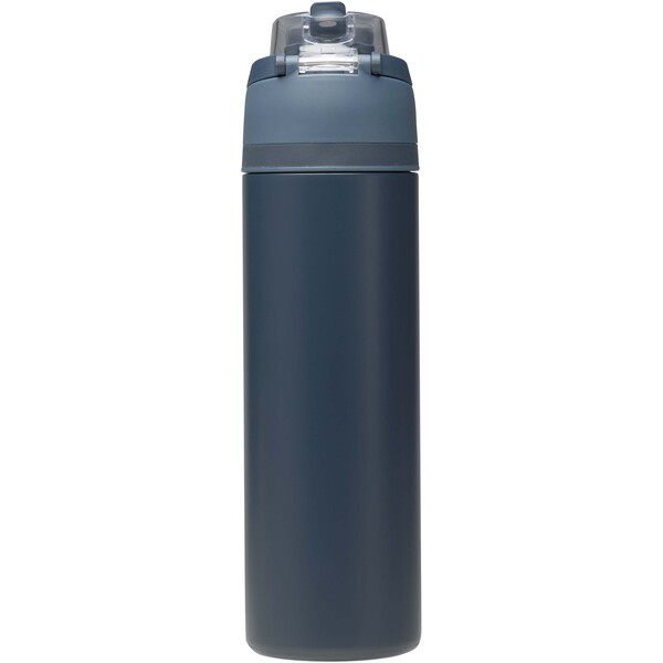 Theron 800 ml RCS recycled single wall stainless steel water bottle with dual function lid - Navy