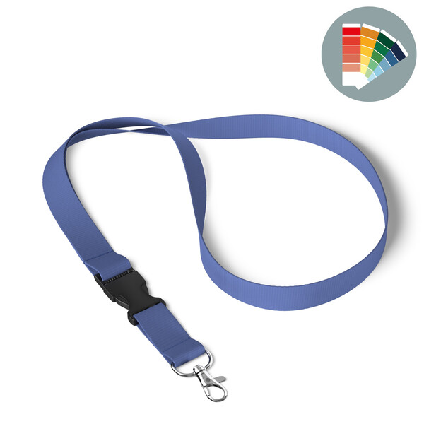 Detachable recycled polyester (rPET) pantone matched screenprint lanyard - 20mm width / Metal carabiner