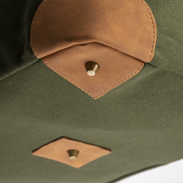 Borsa Duffle In Canvas  Riciclato. Tracolla Regolabile E Removibile Con Fibbie In Metallo - Verde Scuro