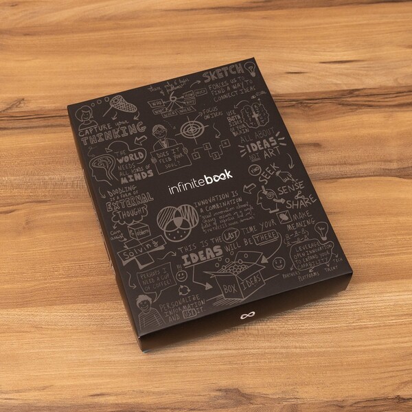 STARTER KIT INFINITEBOOK A5 PLANNER TEXTURE. Kit comprising "Infinitebook" with hard cover, 1 cleaning kit, 1 marker and 1 ballpoint holder