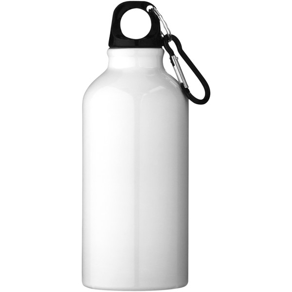 Garrafa de água com mosquetão em alumínio reciclado com certificação RCS de 400 ml "Oregon" - Branco