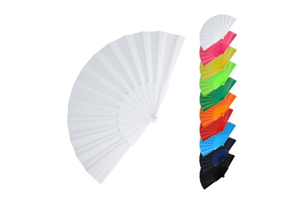Hand fan plastic &amp; polyester - White