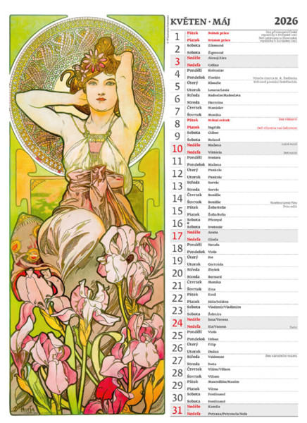 Nástěnný kalendář Alfons Mucha 2026