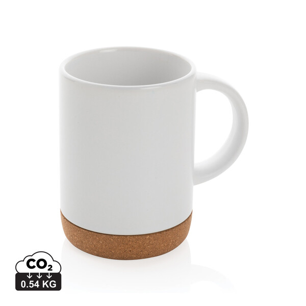 Ceramic mug with cork base 280ml - White