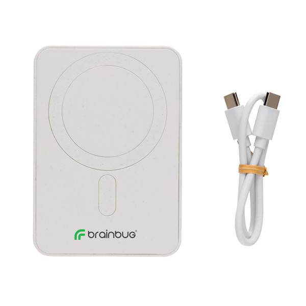Magnetix RCS magnetni powerbank 5000 mAh od reciklirane plastike - Bijela
