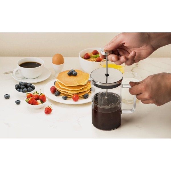 JENSON. Cafetière 600mL en verre borosilicate et acier inox