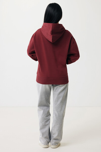 Mikina s kapucí Iqoniq Yoho relaxed fit z recykl. bavlny - Vínově Červená / XL