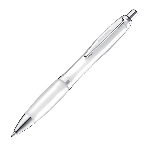 Ball pen with colored transparent shaft MELISSA - White