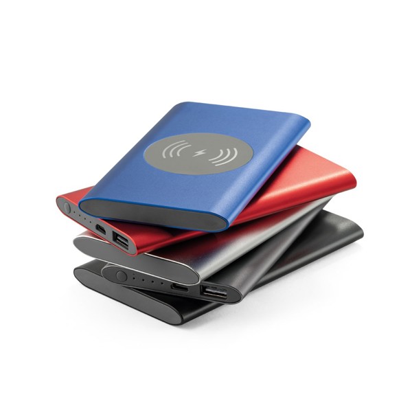 CASSINI. Power bank 4.000 mAh with 5W wireless charger in recycled aluminium (100% rAL) - Dark Grey