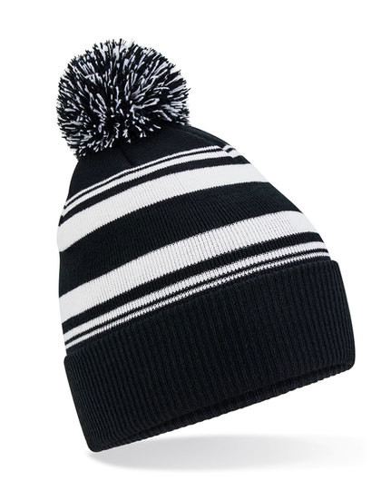 Striped Fan Beanie - Black / White / One Size