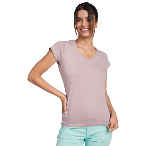 T-shirt a maniche corte con scollo a V da donna da 155 g/m² Victoria - Rosa chiaro / M