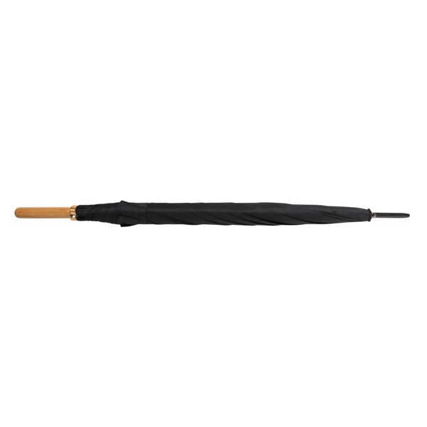 27" bambusový auto-open deštník Impact ze 190T RPET AWARE™ - Černá