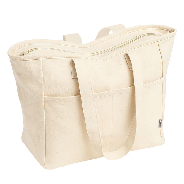 Recycled Cotton Bag 450 G/M2 With Long Handles And Double Front Pocket