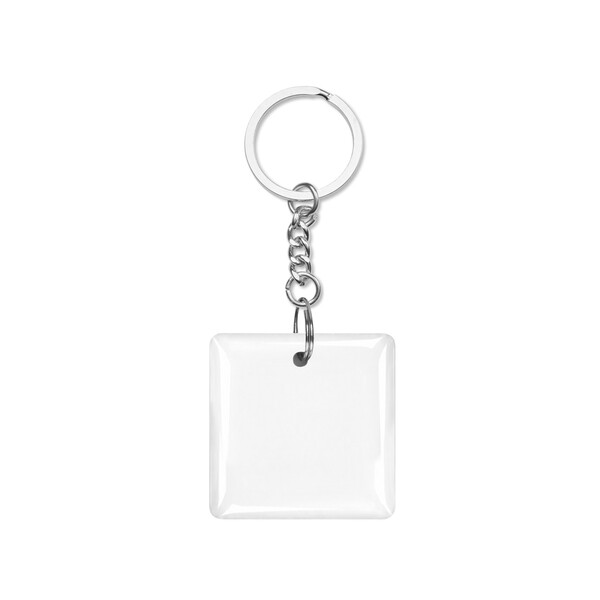 Square Pre-programmed NFC keyring with domings - M3 flat split ring / Tissue paper wrapping / Read-only