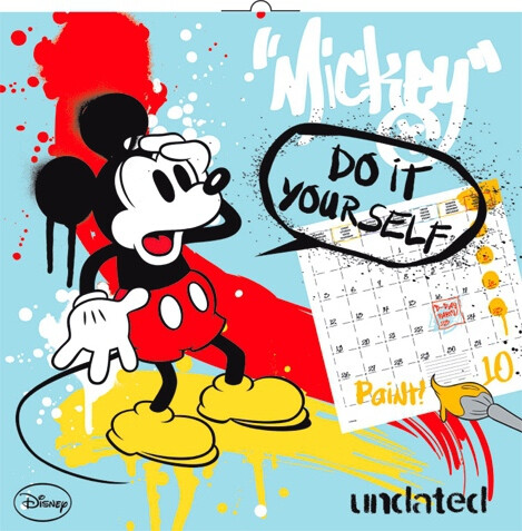 Poznámkový Kalendár Mickey Mouse – Diy: Maľovankový Kalendár S Pastelkami, 30 x 30 cm