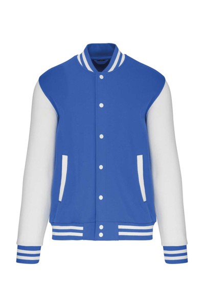 Unisex Teddy Fleece Jacket - Light Royal Blue / White / XS