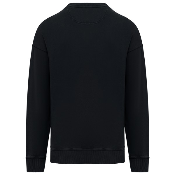 Unisex Washed Effect Oversize Round Neck Sweatshirt - Washed Black / XS