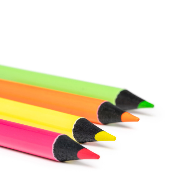 Personalised fluorescent pencil set in black wood with kraft box
