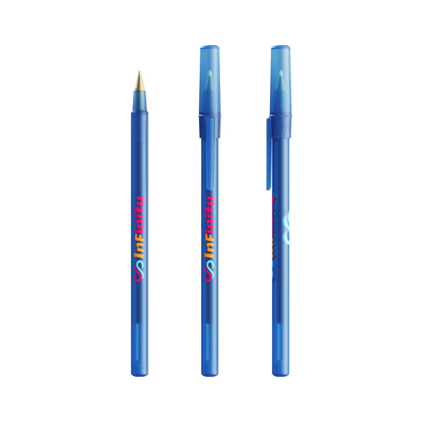 Stylo-bille BIC® Round Stic - Bleu Foncé Frost