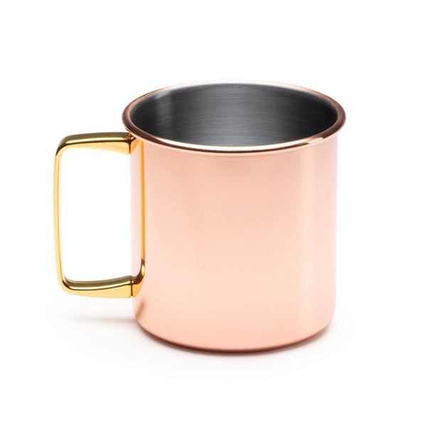 Personalised stainless steel mug 480 ml with copper coating and square gold handle