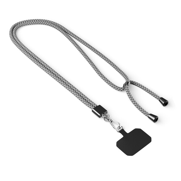 Crossbody, trendy 2-tone cord phone holder made of polyester - White / Black / Black accessories