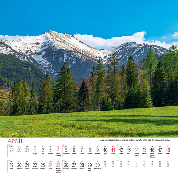 Nástenný Kalendár Tatry Štvorec 2027